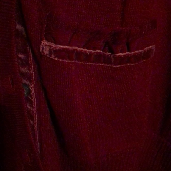 NWT Vintage Hollister burgundy cardigan sweater. Velour strip on pockets. - Picture 6 of 10